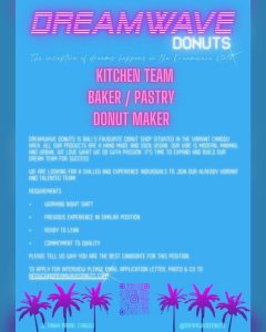 Lowongan Kitchen, Baker/Pastry dan Donut Maker untuk Dreamwave Donuts Canggu