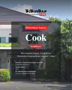 Lowongan Kerja Cook untuk Bibimbab di Sanur