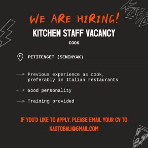Lowongan Kerja Kitchen Staff dan Koki untuk Kasto Bali di Seminyak, Badung