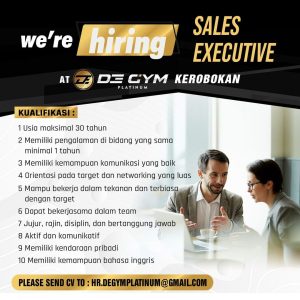 Lowongan Kerja Personal Trainer dan Sales Executive untuk De Gym Platinum di Kerobokan, Badung 