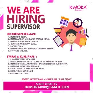 Lowongan Kerja Supervisor, Host, Talent / Model, Team Kreatif, Shopkeeper Kimora Jewelery di Bali