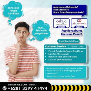 Lowongan Kerja Customer Service untuk Cahya Printing di Denpasar dan Cahya Graphia di Tabanan