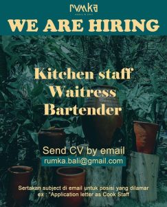 Lowongan Kerja Kitchen, Waitress, Bartender untuk Rumka Restaurant penempatan kerja di Denpasar