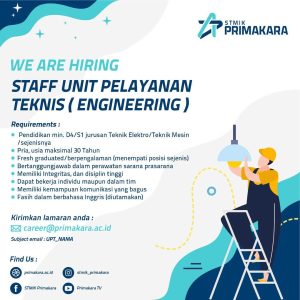 Lowongan Kerja sebagai  Admin Akademik dan Engineering Staff untuk STMIK Primakara di Denpasar 
