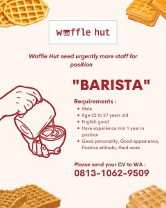 Lowongan Kerja sebagai Barista untuk Waffle Hut untuk penempatan kerja di Uluwatu, Badung