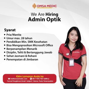 Lowongan Kerja Driver, Perawat, Dokter Umum, Staff Pajak dan Admin Optik untuk OMSA Medic
