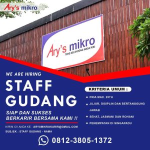Lowongan Kerja Pramuniaga, Gudang dan Engineering untuk Ary’s Mikro di Bali