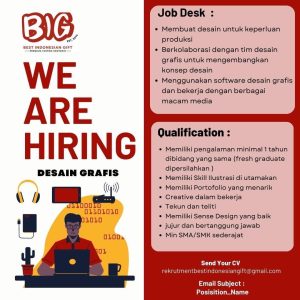 Lowongan Kerja sebagai Desain Grafis dan Intern Desain Grafis untuk Best Indonesia Gift di Bali
