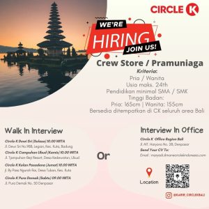 Lowongan Kerja sebagai Pramuniaga (Crew Store untuk Circle K di Bali
