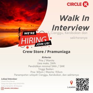 Lowongan Kerja sebagai Pramuniaga (Crew Store untuk Circle K di Bali
