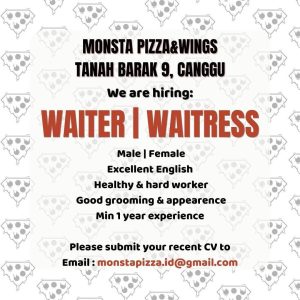 Lowongan Kerja sebagai Waiter / Waitress untuk Monsta Pizza & Wings penempatan kerja di Canggu, Badung 
