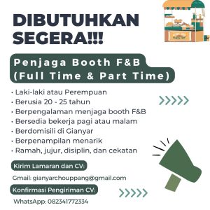 Lowongan Kerja FullTime/ Part Time Penjaga Booth F&B untuk Chouppang penempatan kerja di Gianyar
