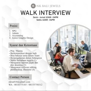 Lowongan Kerja SPG, Admin, Accounting, Junior Desain Grafis untuk NK Bali Jewels di Bali