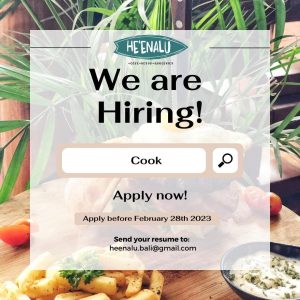 Lowongan Kerja sebagai Cook Staff untuk He'enalu Café & Resto Uluwatu penempatan kerja di Badung