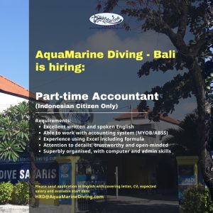 Lowongan Kerja sebagai Part Time Accountant untuk Aqua Marine Diving penempatan kerja di Bali 
