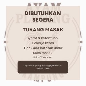 Lowongan Staff Dapur untuk Ayam Plecing Kampung di Denpasar