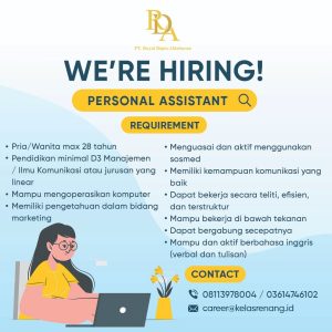 Lowongan Kerja Personal Assistant, Admin, Coach untuk Kelas Renang ID penempatan kerja di Bali 
