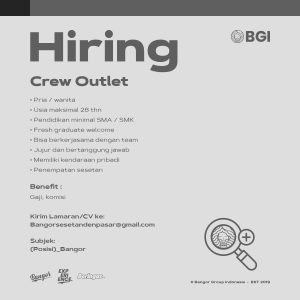 Lowongan Kerja sebagai Crew Outlet untuk Burger Bangor Bali penempatan kerja di Sesetan, Denpasar 

