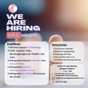 Lowongan Kerja sebagai Human Resources (HRD) untuk Yayasan Metta Mama dan Maggha di Denpasar 
