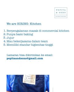 Lowongan Kerja sebagai KItchen Staff untuk Pepita and Sons penempatan kerja di Area Canggu, Badung