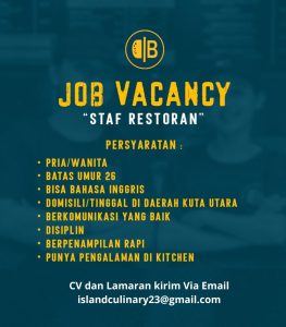 Lowongan Kerja sebagai Staff Restoran untuk Daeng Burger penempatan kerja di Kuta Utara, Badung 
