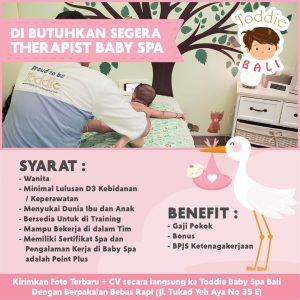 Lowongan Kerja sebagai Therapist Baby Spa Bali untuk Toodie Baby Spa Bali penempatan di Denpasar