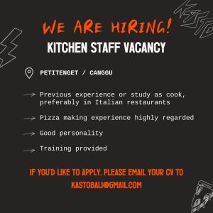 Lowongan Kerja sebagai Kitchen Staff, Chef, Waiter/s, Floor Staff untuk Kasto Bali penempatan di Badung 
