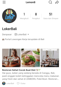 lokerbali lemon8 indonesia app