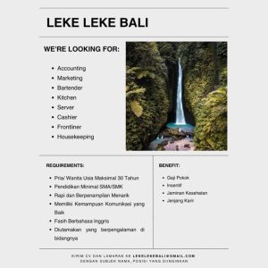 Lowongan Kerja Accounting, Marketing, Bartender, Kitchen, dll untuk Leke Leke Bali penempatan di Tabanan
