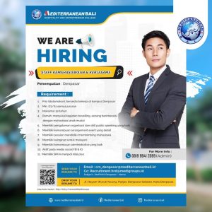 Lowongan Asst. Manager, Staff Mahasiswa, dan Instructor untuk Mediterranean di Bali
