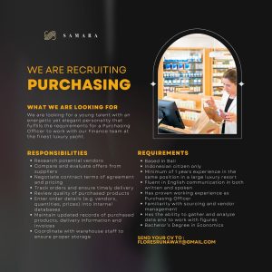 Lowongan Kerja posisi sebagai Staff Purchasing untuk Samara penempatan kerja di Bali