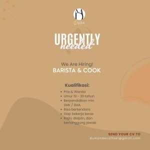 Lowongan Kerja sebagai Staff Barista dan Cook untuk Du Monde Cafe & Gelato penempatan di Badung 
