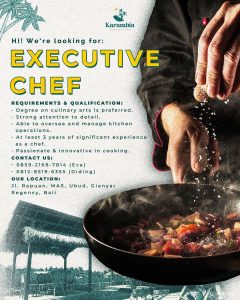 Lowongan Kerja sebagai Staff Executive Chef untuk Karambia Coffee and Eatery penempatan di Gianyar