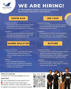 Lowongan Kerja Host, Waiter/es, Reservation, Photographer, dll untuk Bali Exotic Marine Park di Denpasar