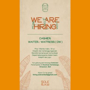 Lowongan Kerja sebagai Staff Kasir dan Waiter/ Waitress (DW) untuk Soleram Bali di Kesiman, Denpasar 
