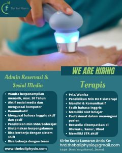 Lowongan Admin Reservasi & Socmed dan Therapist untuk The Bali Physio di Bali