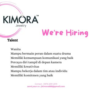 Lowongan Kerja Sales, Host, Talent, Spv Sales, Digital Marketing untuk Kimora Jewelry di Bali