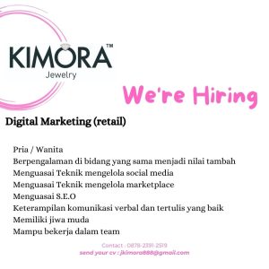 Lowongan Kerja Sales, Host, Talent, Spv Sales, Digital Marketing untuk Kimora Jewelry di Bali