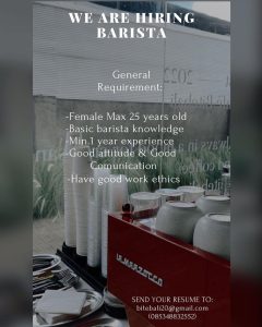 Lowongan Kerja posisi sebagai Staff Barista untuk Bite Bali penempatan kerja di Seminyak, Badung