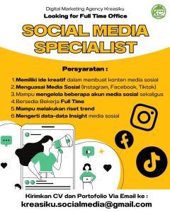 Lowongan Kerja sebagai Staff Social Media Specialist untuk Digital Marketing Agency Kreasiku