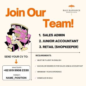 Lowongan Kerja Sales Admin, Junior Accountant, Shopkeeper untuk Bali Radiance di Kerobokan, Badung