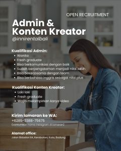 Lowongan Kerja Sebagai Admin, Konten Kreator untuk Inni Rental Bali Penempatan di Kuta, Badung