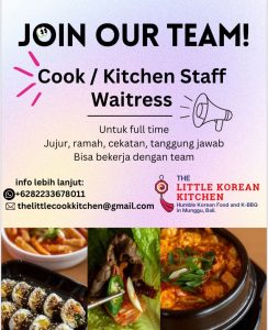 Lowongan Kerja Staff Cook/ Kitchen dan Waitress untuk The Little Korean Kitchen di Munggu, Badung 
