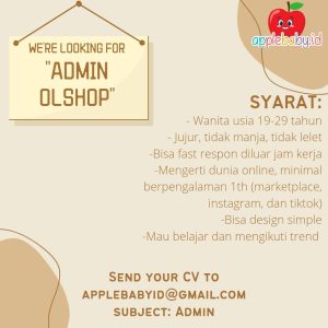 Lowongan Kerja Sebagai Admin Olshop untuk Apple Baby ID Penempatan di Denpasar