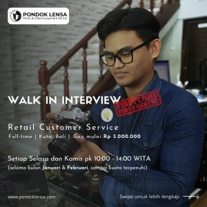 Lowongan Kerja Sebagai Retail Customer Service untuk Pondok Lensa Bali Penempatan di Kuta, Badung