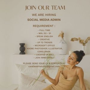 Lowongan Kerja Sebagai Social Media Admin untuk Coralie Skin Studio Penempatan di Gianyar
