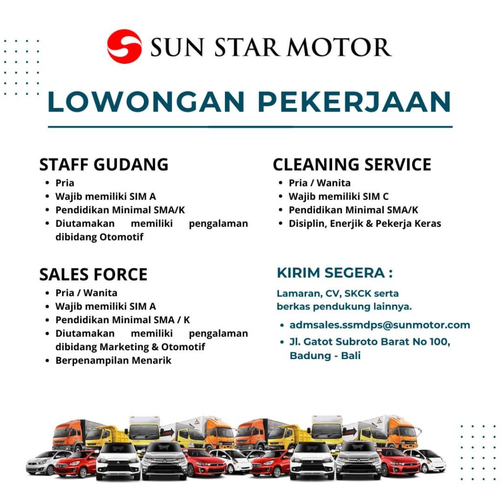 Lowongan Kerja Sebagai Staff Gudang, Cleaning Service dan Sales Force