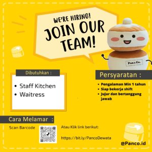Lowongan Kerja Sebagai Staff Kitchen dan Waitress untuk Pan & Co Penempatan di Denpasar
