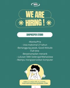 Lowongan Kerja Sebagai Shopkeeper Studio untuk WAV Photo Studio Penempatan di Badung
