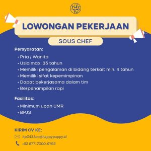 Lowongan Kerja Sebagai Sous Chef untuk Tutto Penempatan di Denpasar